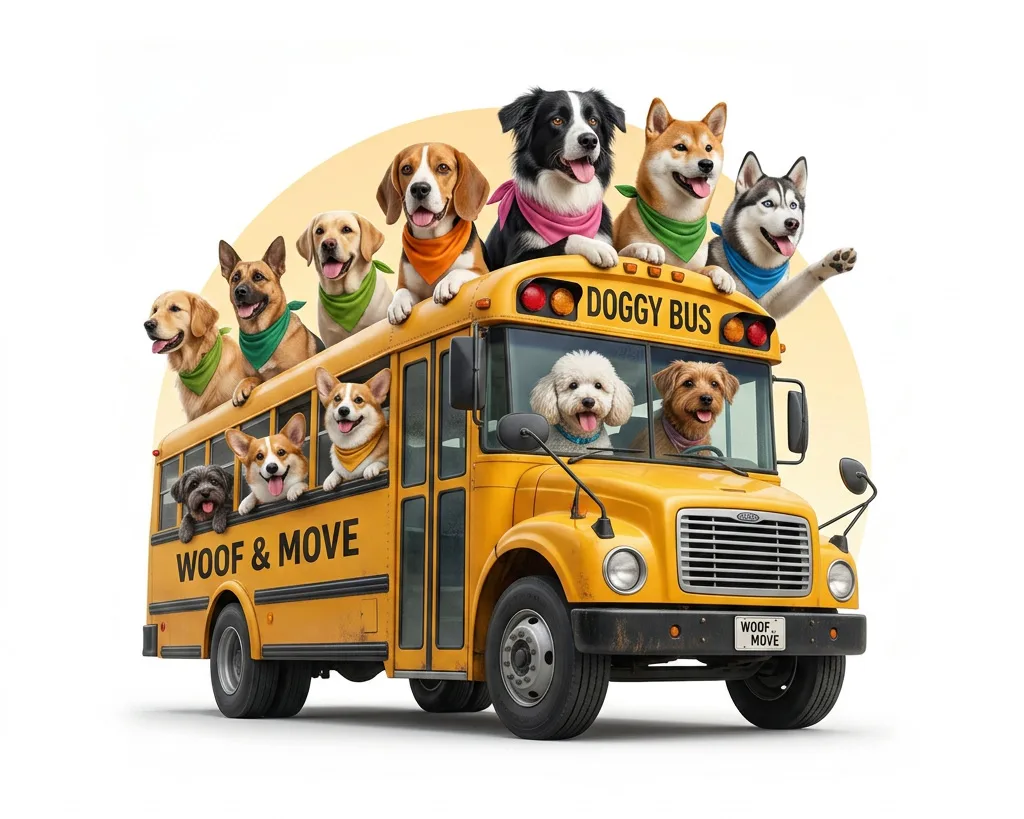 Woof & Move team and doggy bus providing Brooklyn dog camp adventures